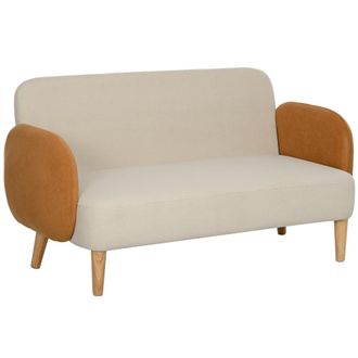 HOMCOM Sof&aacute; doble 130x74x76 cm crema y ocre