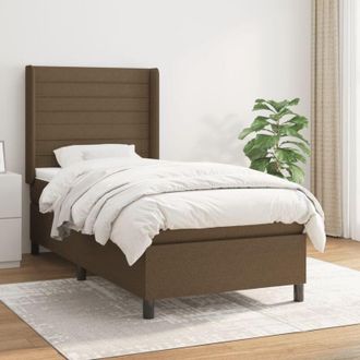vidaXL Vidaxl - Cama Box Spring Con Colch&oacute;n Tela Marr&oacute;n Oscuro 90x200 Cm