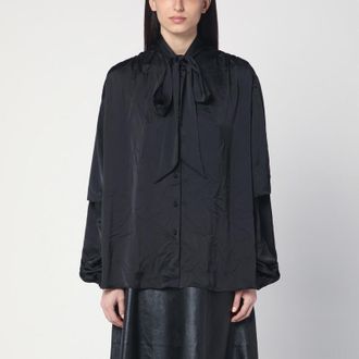 Balenciaga Black satin blouse with bow