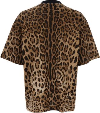 Dolce & Gabbana Mens Brown T-Shirt With Leopard Motif Cotton T-Shirts And Polos