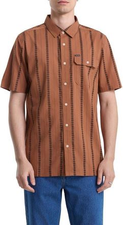 Volcom Whitworth Stripe Short Sleeve Button-Up Shirt in Rawhide at Nordstrom, Size X-Large