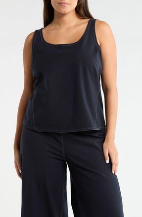 Lyss&eacute; Reversible Essential Stretch Cotton Tank in True Navy/Grey Melange at Nordstrom, Size 1 X
