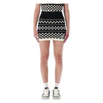 Amiri Short Skirts, female, Multicolor, Size: S Checkered Mesh Mini Skirt
