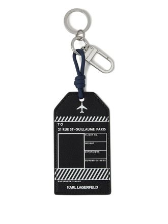 Karl Lagerfeld luggage-tag keychain - men - Polyurethane - One Size - Black