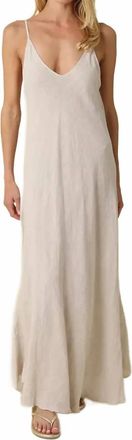Olivaceous Adeline Flowy Linen Maxi Dress In Melange