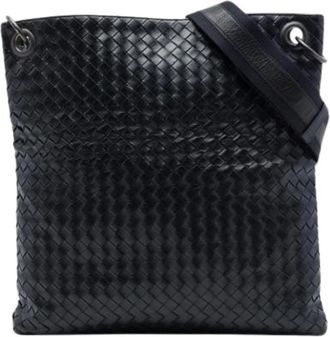 Bottega Veneta Pre-owned Woven Leather Crossbody Bag - Dames - Vintage Schoudertas - Zwart - ONE Size - Leer - Vintage