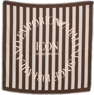 Emporio Armani Silk Scarves, female, Brown, ONE SIZE, Striped silk foulard