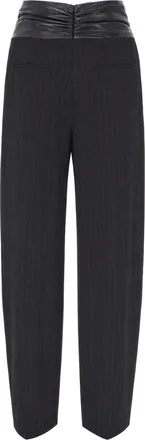 Andamane Womens Black Wide-Leg Pinstripe Trousers Black-White Cotton Black/white