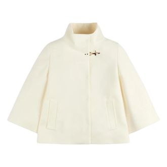 Fay Gevoerde Cape met Haaksluiting - Dames - Jassen - Wit - Maat: XS Wol
