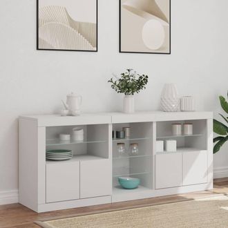 Berkfield Home Sideboard with LED Lights White 162x37x67 cm | Size: 162 x 37 x 67 cm