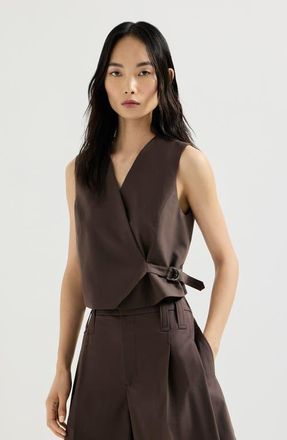 Brunello Cucinelli Tropical Luxury wool vest in Cocoa at Nordstrom, Size Xx-Small Eu
