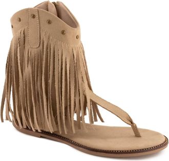 Andrea Womens Fringe Sandal In Beige