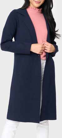 By Design Notch Collar Double Knit Long Cardigan In Navy