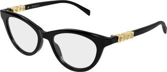 Gucci Glasses, unisex, Black, Size: 50 MM Gg2034O Cat-Eye Frame