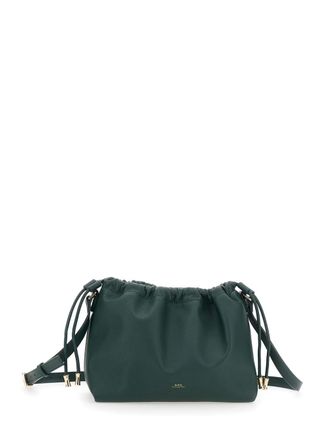 A.P.C. A. P.C. ninon Green Crossbody Bag With Drawstring Closure And Embossed Logo Lettering On The Front In Ecoleather Woman