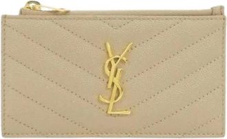 Saint Laurent Pre-owned Wallets, male, Beige, Size: ONE SIZE Pre-owned Leather Coin Case