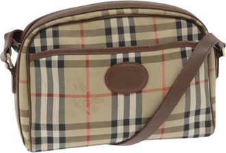 Burberry Nova Check Beige Canvas Shoulder Bag (Pre-Owned)