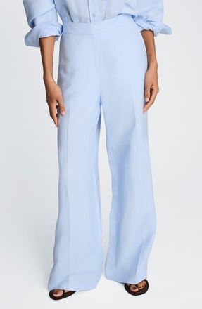 Kenneth Cole Pull-On Linen Blend Straight Leg Pants in Blue Dawn at Nordstrom, Size Large