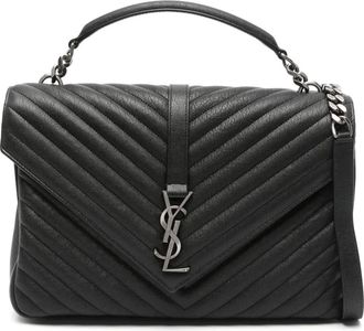 Saint Laurent College tote bag - women - Calf Leather/Brass - One Size - Black