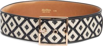 Max Mara Raffia Effect Wide Belt in Black at Nordstrom, Size Small