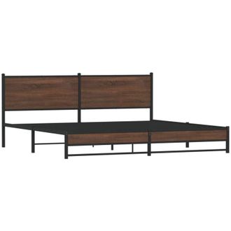 vidaXL Vidaxl - Estructura De Cama Sin Colch&oacute;n Metal Roble Marr&oacute;n 193x203 Cm