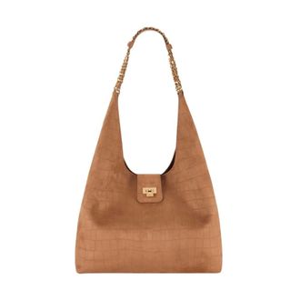 Elisabetta Franchi Hobo Bag - female - Elisabetta Franchi - Shoulder Bags - Brown - ONE SIZE - Bags