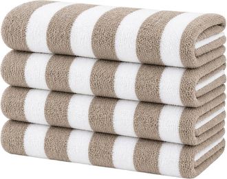 Luxury Home 4-Pack Cabana Striped Terry Cloth Beach Towels