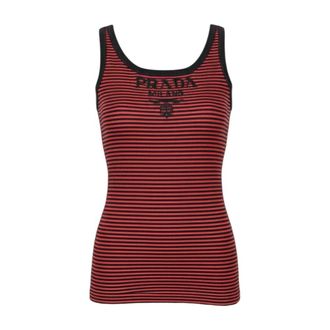 Prada Ribbed silk jersey tank top Woman 40