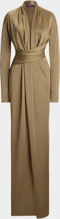 Ralph Lauren Collection Ashten Metallic Jersey Evening Dress