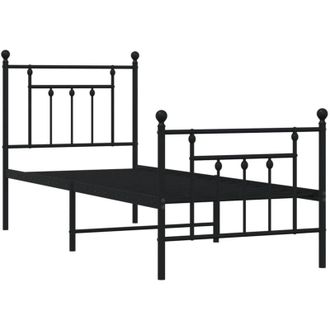 vidaXL Estructura Cama Sin Colch&oacute;n Con Estribo Metal Negro 75x190 Cm Vidaxl