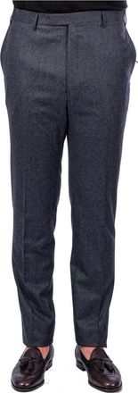 Corneliani Donkergrijze Herenbroek- Flanel- Amerikaanse Zak - Heren - Slim Fit Broeken - Grijs - 6XL - Broeken