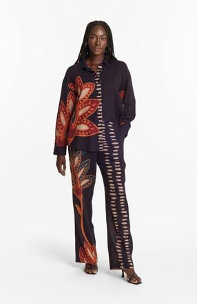 Diarrablu Razu Printed Linen Tova Pants in Razu Navy at Nordstrom, Size Medium