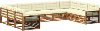 vidaXL Conjunto De Sof&aacute;s De Exterior 9 Uds. Natural Y Crema Vidaxl