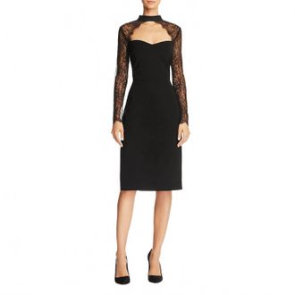Alice & Olivia Helga Lace Cutout Dress In Black