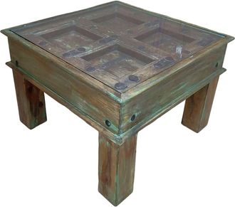 Wanderlust Deco Mesa de centro de madera artesanal 62x67x45h cm