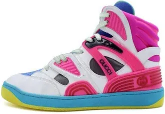 Gucci (WMNS) Gucci Basket High White Pink Blue 661311-2SH80-9063
