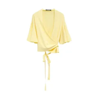 Jacquemus Blouses, female, Yellow, Size: XS Paysan Tie Blouse