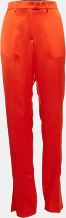 Msgm Orange Satin Straight Cut Trousers