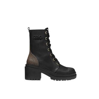 Michael Kors Schoenen, Dames, Zwart, 39 EU, Leer, Hanley Leren Combatlaars met Logo