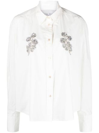 Forte_Forte Camicia con decorazione a fiori - Bianco