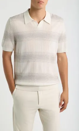BOSS Lamoroso Striped Merino Wool Polo Sweater in Open White at Nordstrom, Size Xx-Large