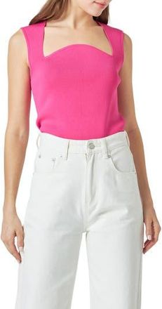 endless rose Sculpted Neck Knit Tank in Pink at Nordstrom Rack, Size X-Small