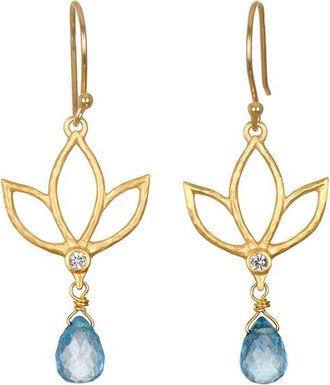 Satya Jewelry Ignite Renewal Blue Topaz Lotus Drop Earrings in Gold at Nordstrom