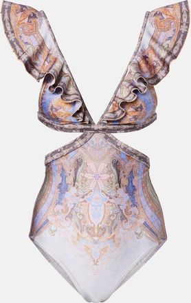 Zimmermann Como cutout printed swimsuit