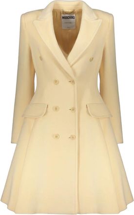 Moschino Double-breasted jas met reverskraag - Dames - Mantel - Beige - L - Wol - Jassen
