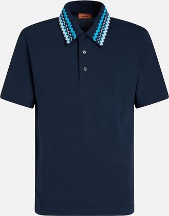 Missoni Mens Missoni Zig Zag Collar Polo Shirt in Navy - Size: 38