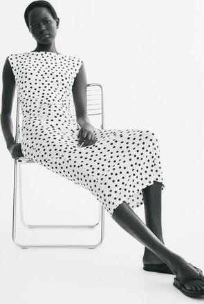 H&M Cap-sleeved dress in Cream/polka Dot at Nordstrom, Size X-Large