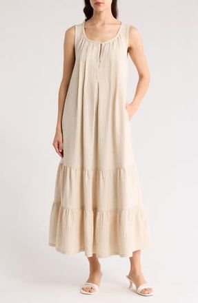 Max Studio Sleeveless Split Maxi Dress in Heather Oatmeal at Nordstrom Rack, Size X-Small