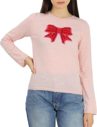 Comme Des Gar&ccedil;ons Girl Long Sleeve Bow Embroidered Sweater, Size X-Small