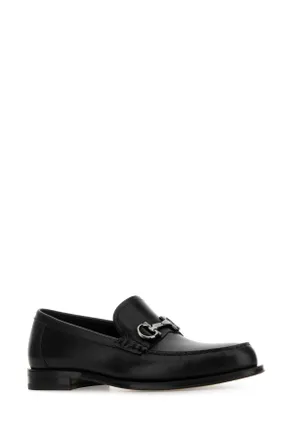 Ferragamo Mens Black Leather Teatro Loafers Nero Mocassini